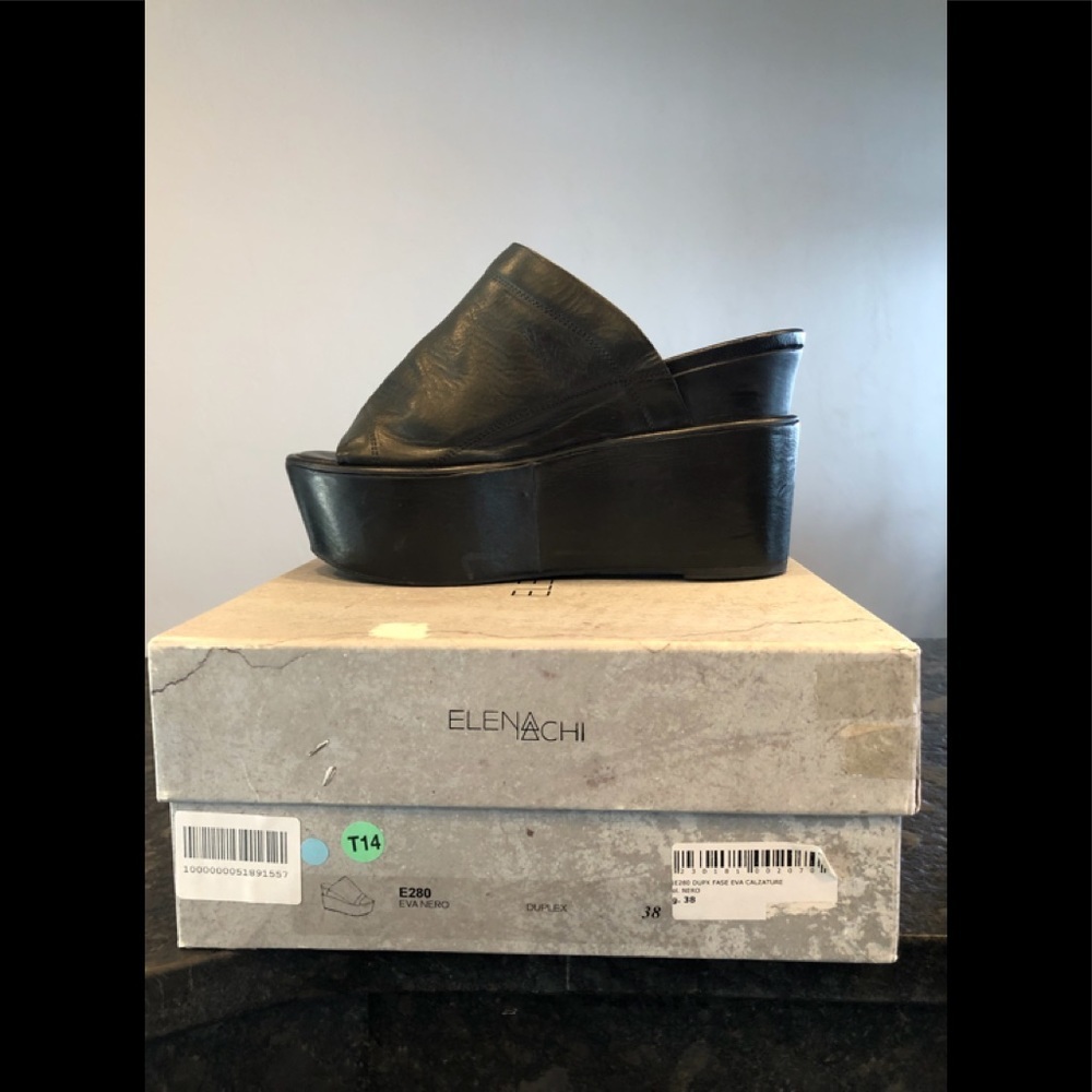 🥂HOST PICK🥂 Elena Iachi Leather Chunky Mules